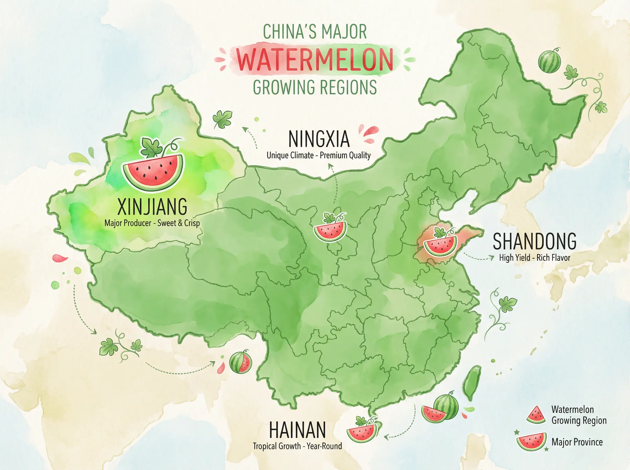 中国西瓜主要产地分布地图 - 爆料专区